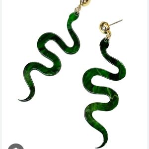 & Other Stories Green Snake Earrings